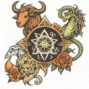 Libra taurus Leo Capricorn tattoo design idea