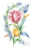 tulips and lilacs intertwined tattoo design idea