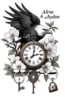 "Alexa & Jaydon" "Alexa & Jaydon" I want an eagle, orchid vine, clock or hourglass with a lock and key to resemble the protection of my two children  tattoo design idea