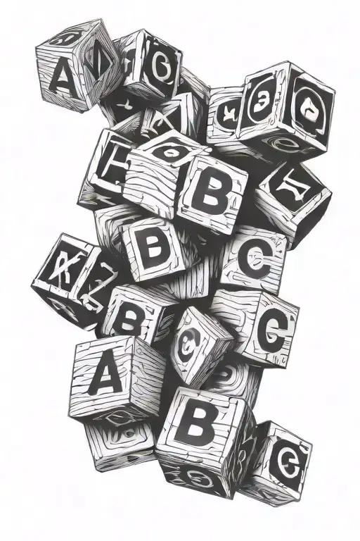 abc wooden blocks forming tattoo design idea