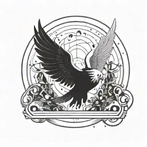 An abstract design of a server tray with wings, symbolizing the ability to soar above challenges and reach new heights in life tattoo design idea