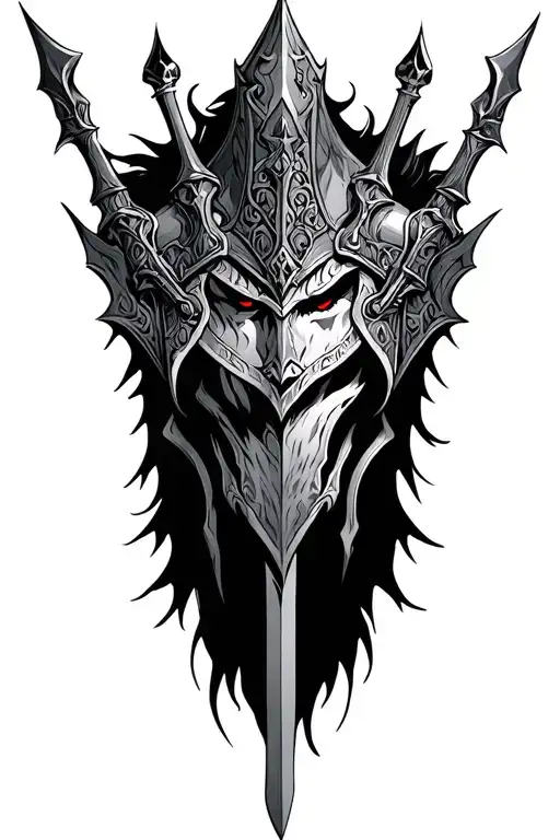 dark souls style king consort dudgeon tattoo design idea