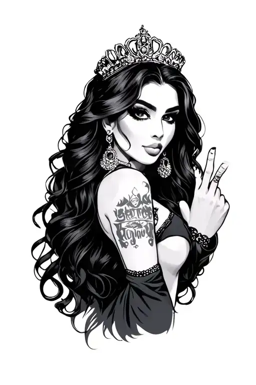 Swag Princess with middle finger tattoo design idea