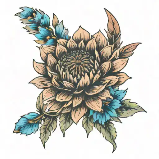 fine line  Indian blanket flower and Bluebonnet flower and a Indian feather  tattoo design idea