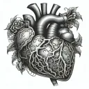 biomech style anatomical heart tattoo design idea