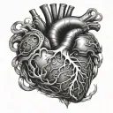 biomech style anatomical heart tattoo design idea