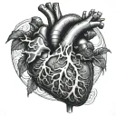 biomech style anatomical heart tattoo design idea