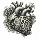 biomech style anatomical heart tattoo design idea