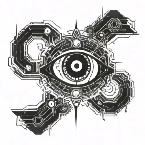 eye white on black tattoo design idea