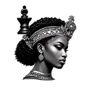 bold and elegant afrocentric queen chess piece tattoo design idea
