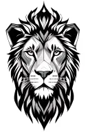 Lion Face Using Heptagonal 7 Number tattoo design idea