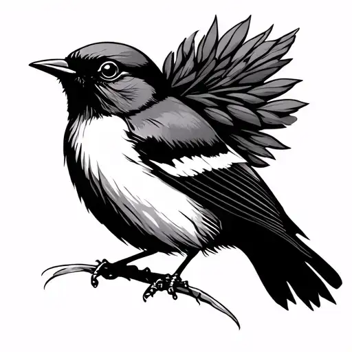 indigenous willy wagtail tattoo design idea