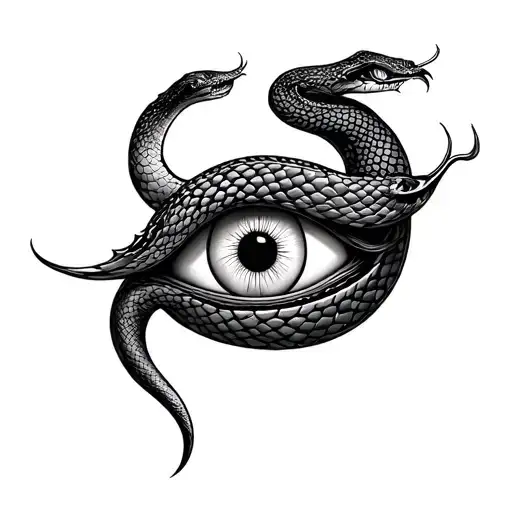 snake and evil eye  tattoo design idea
