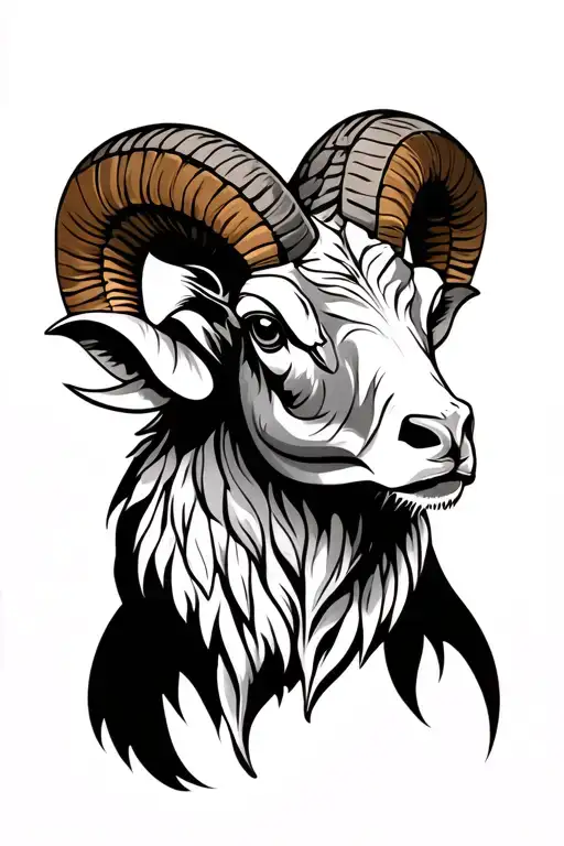 ram head tattoo design idea