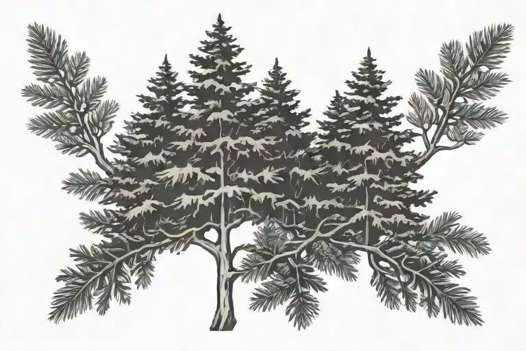 three evergreen trees tattoo design idea