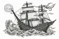A nova star embedded within a viking ship tattoo design idea