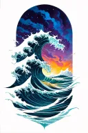 TSUNAMI WAVES tattoo design idea