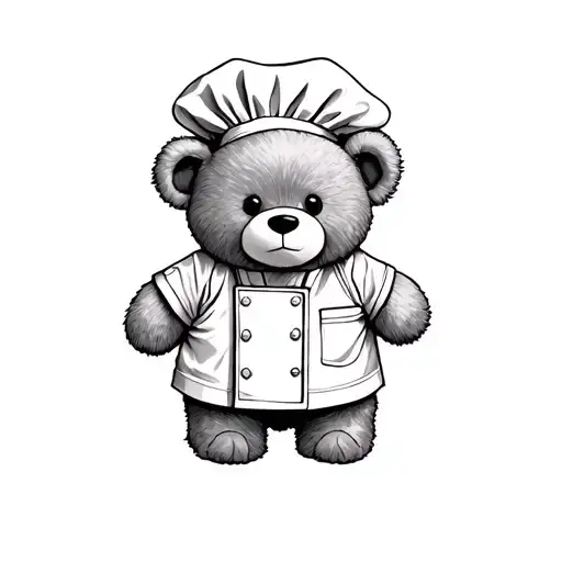 teddy bear wearing chef jackets tattoo design idea