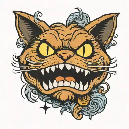 Halloween Garfield creepy smile tattoo design idea
