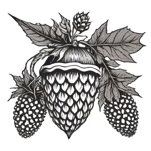 Punk look, black-and-white acorn, fine line minimalist, alternative grunge 8.31.16 tattoo design idea