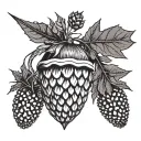 Punk look, black-and-white acorn, fine line minimalist, alternative grunge 8.31.16 tattoo design idea