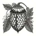 Punk look, black-and-white acorn, fine line minimalist, alternative grunge 8.31.16 tattoo design idea