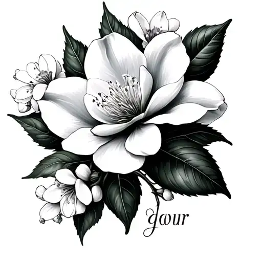 Make me a memorial tattoo for my grandmother   Things to include: A bouquet of magnolia gardenia azalea pear blossoms an tattoo design idea