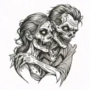 zombie couple kissing tattoo design idea