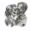 zombie couple kissing tattoo design idea