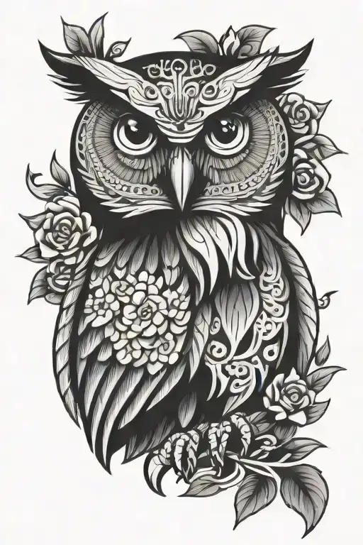 sicilian style owl tattoo design idea