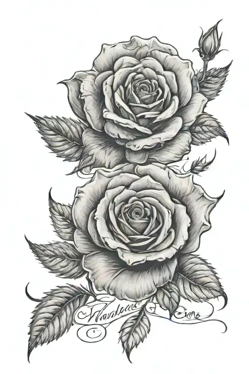 rose with the name written Waylon name tattoo design idea