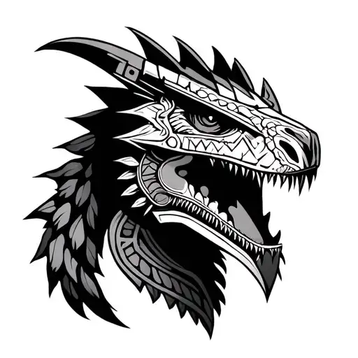 mandalorian mythosaur polynesian tattoo tattoo design idea