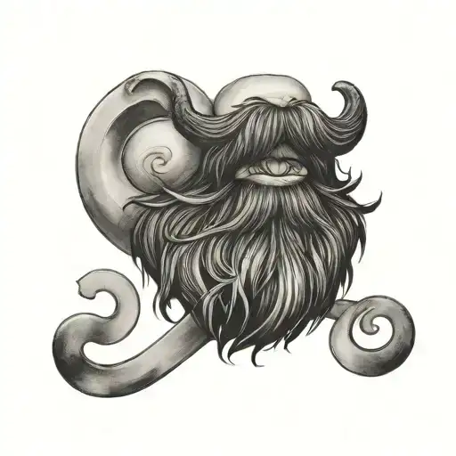 bearded steak question mark tattoo design idea