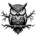 gothic inspired owl tattoo design idea