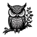 gothic inspired owl tattoo design idea