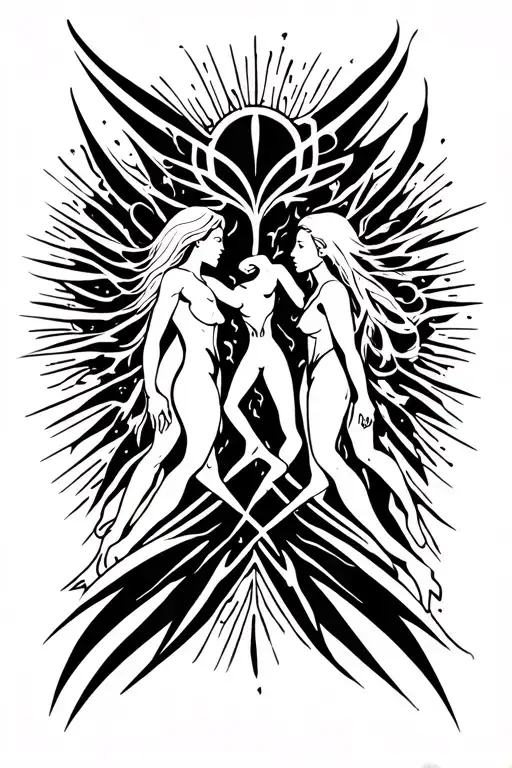 7 days of creation with black adam and eve tattoo design idea
