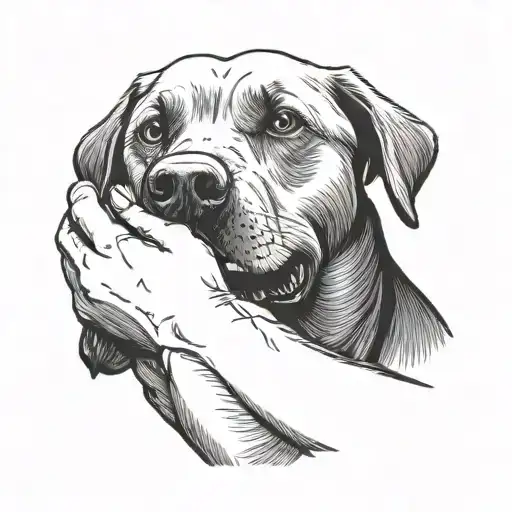old school style of a Labrador dog biting a human hand tattoo design idea