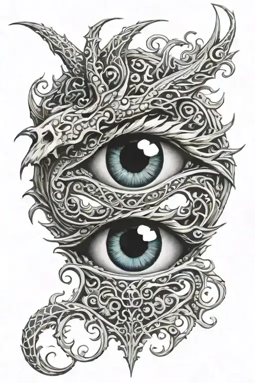Dragon eye staring tattoo design idea