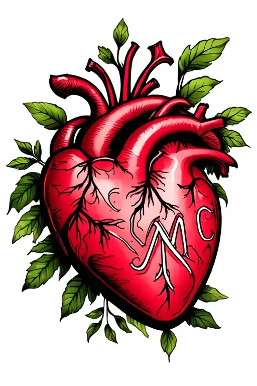 heart with initials M C tattoo design idea