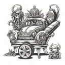 vw bug surrounded chairs tattoo design idea