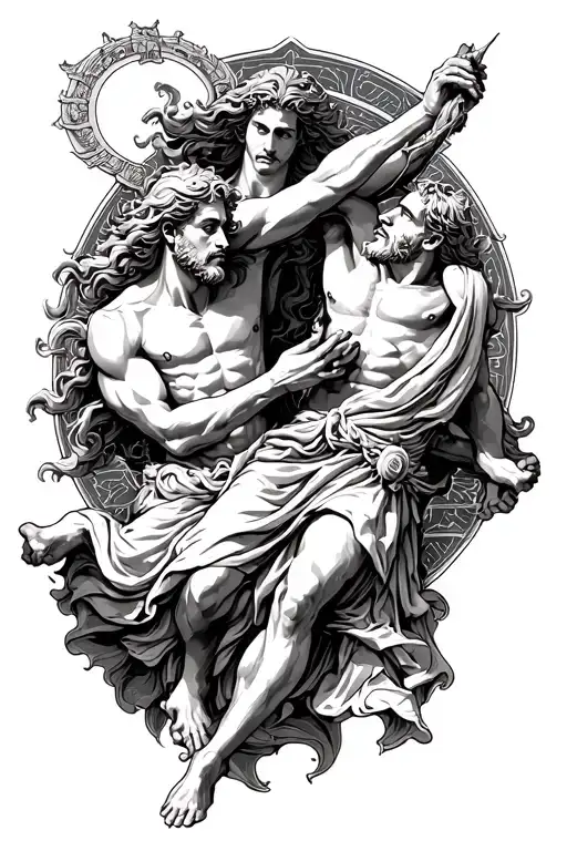 ades fighting hades Greek god tattoo design idea