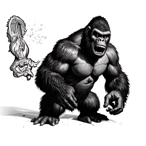 angry king kong tattoo design idea