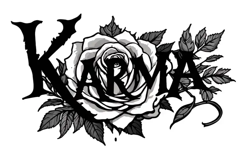 "Karma" rose Scorpio tattoo design idea