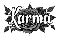 "Karma" rose Scorpio tattoo design idea