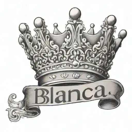 The word Bianca with a crown on the B tattoo design idea