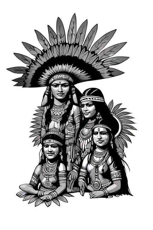 Aztec Mexican family tattoo design idea