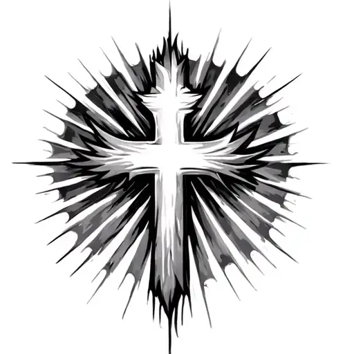 Cross With Light Rays tattoo design idea