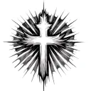 Cross With Light Rays tattoo design idea