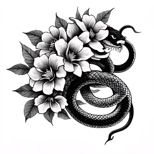 akainu tattoo with snakes and flowers tattoo design idea