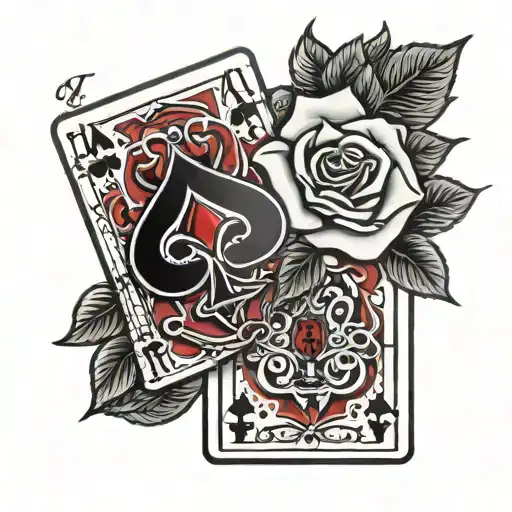 ace and Jack of hearts playing card roses tattoo design idea